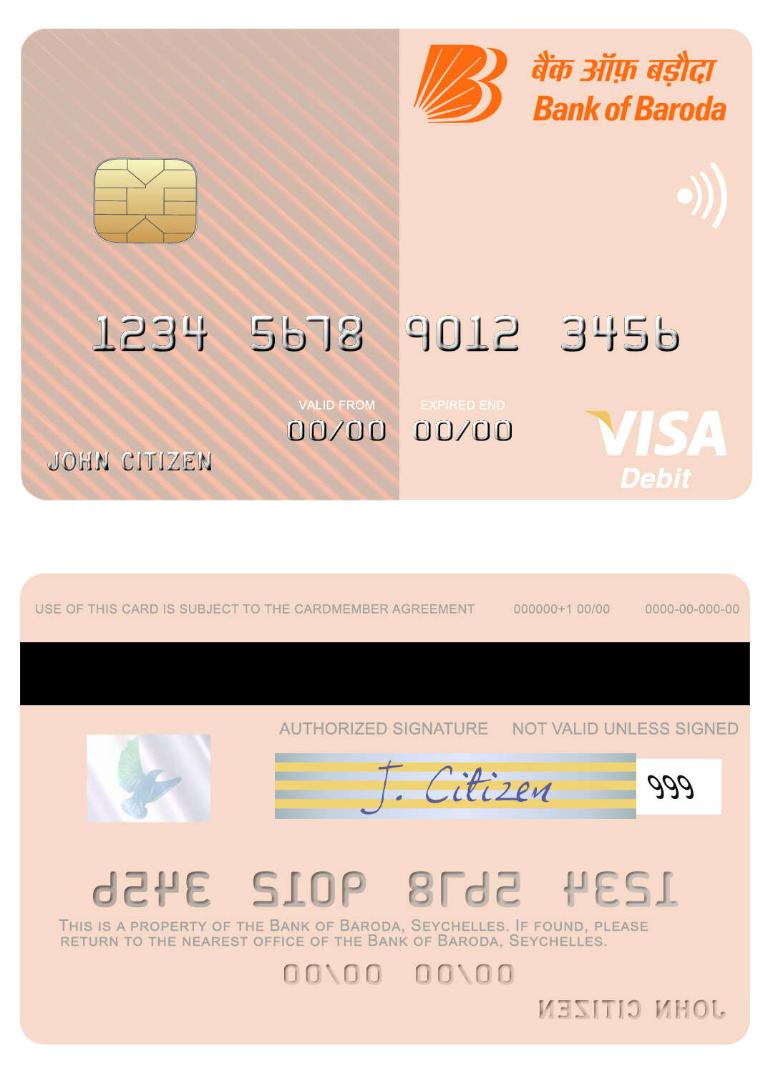 Seychelles Bank of Baroda visa debit card